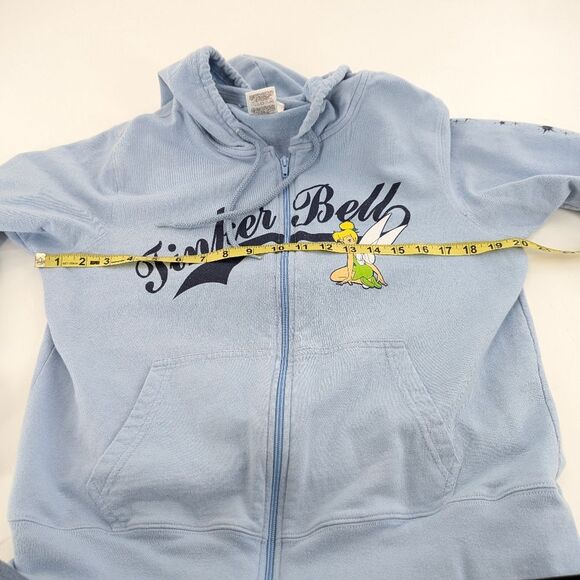 Disney Tinkerbell Blue Full Zip Sweatshirt Hoodie Women's Size S/M Kids XL - Picture 4 of 8